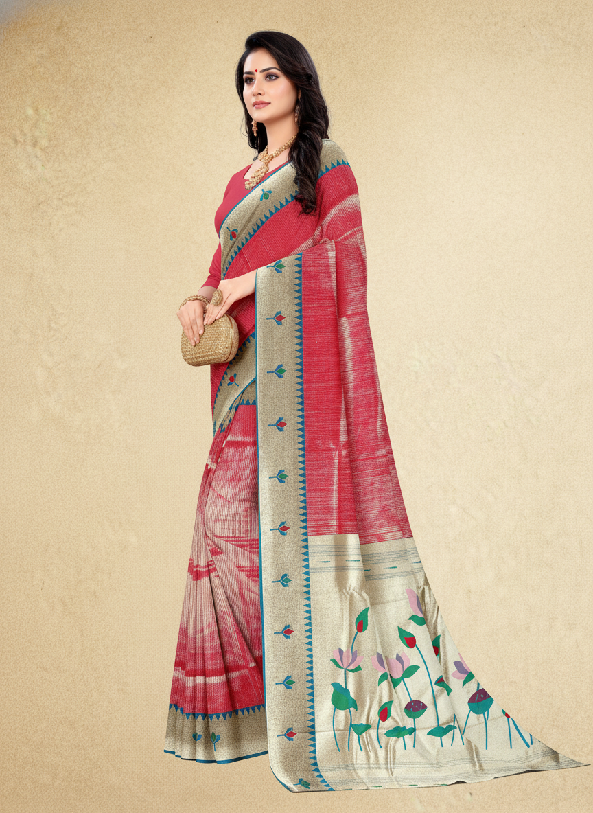 Viyona Pink Silk Jacquard Fancy Saree-PL-122
