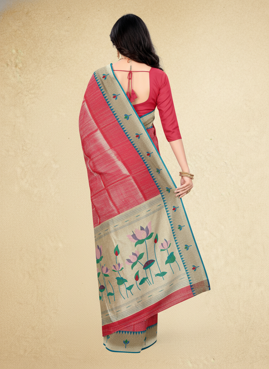 Viyona Pink Silk Jacquard Fancy Saree-PL-122