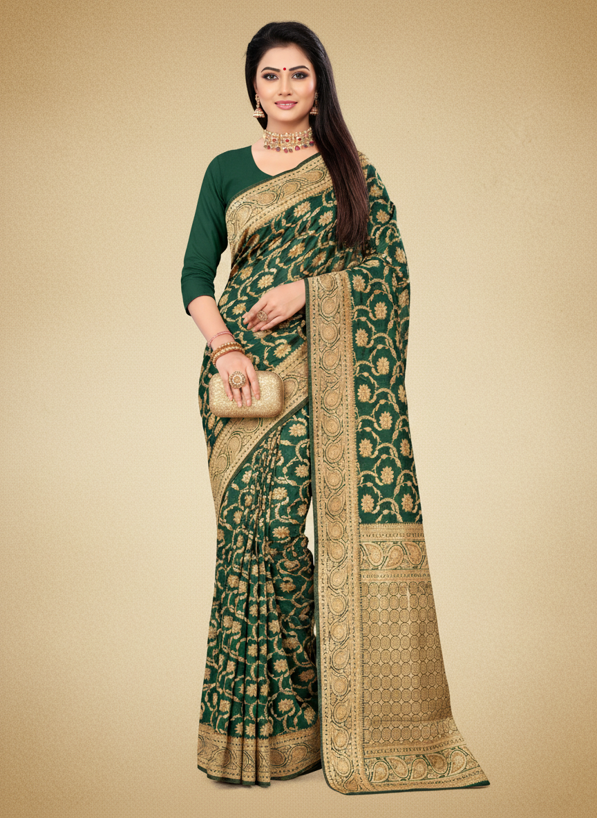 Viyona Green Silk Jacquard Fancy Saree-PL-124