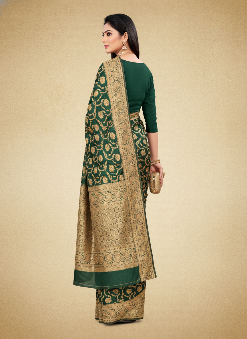 Viyona Green Silk Jacquard Fancy Saree-PL-124