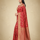 Viyona Red Silk Jacquard Fancy Saree-PL-126