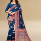 Viyona Blue Silk Jacquard Fancy Saree-PL-131