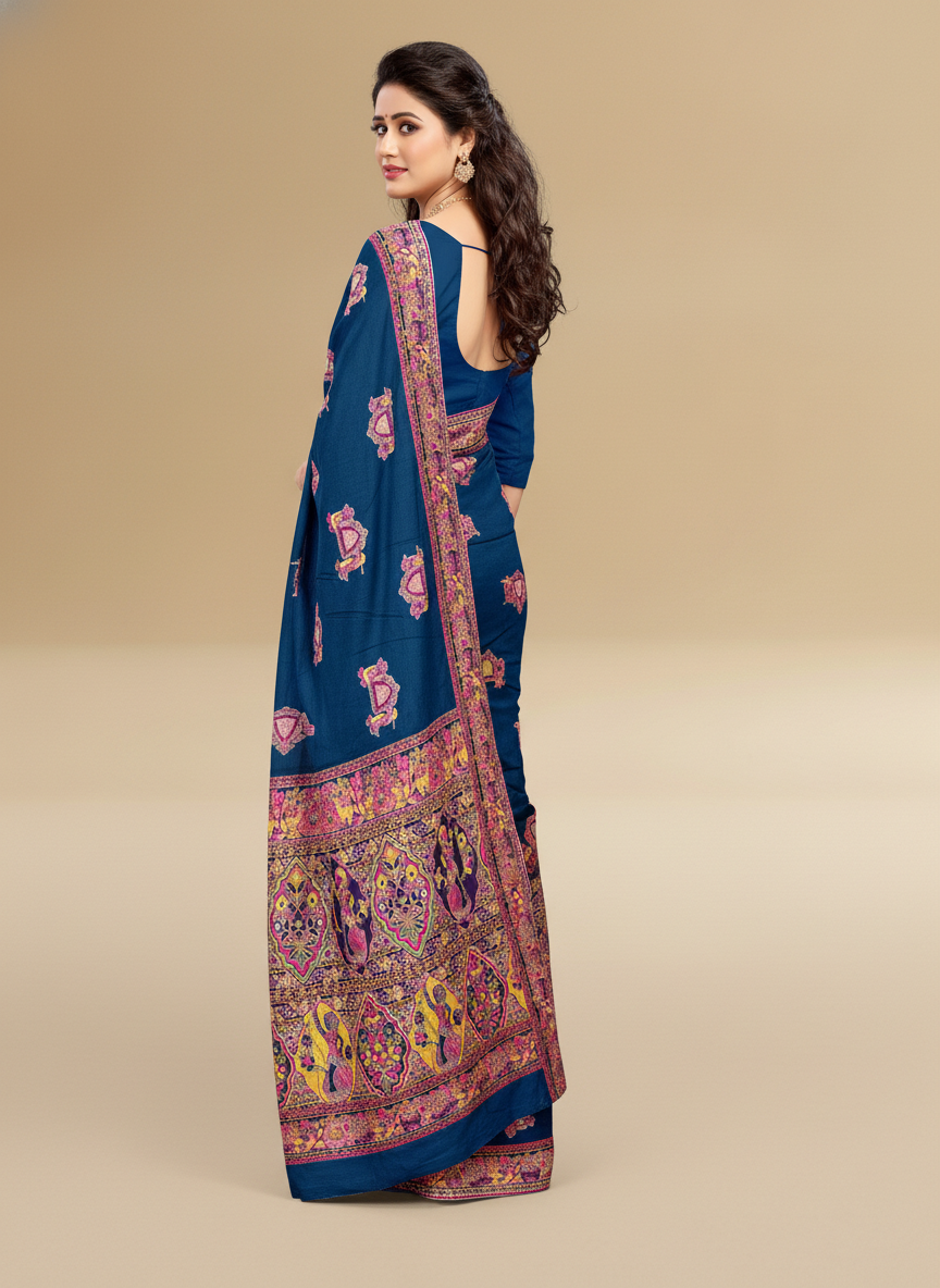 Viyona Blue Silk Jacquard Fancy Saree-PL-131