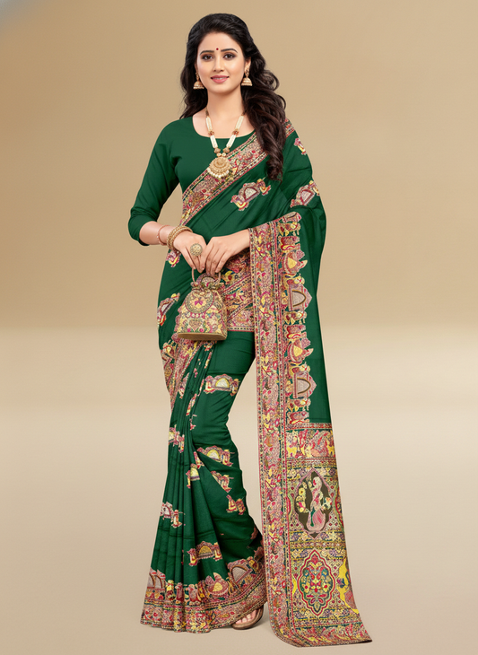 Viyona Green Silk Jacquard Fancy Saree-PL-133