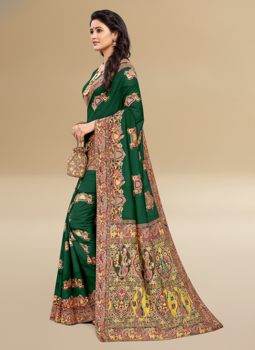 Viyona Green Silk Jacquard Fancy Saree-PL-133