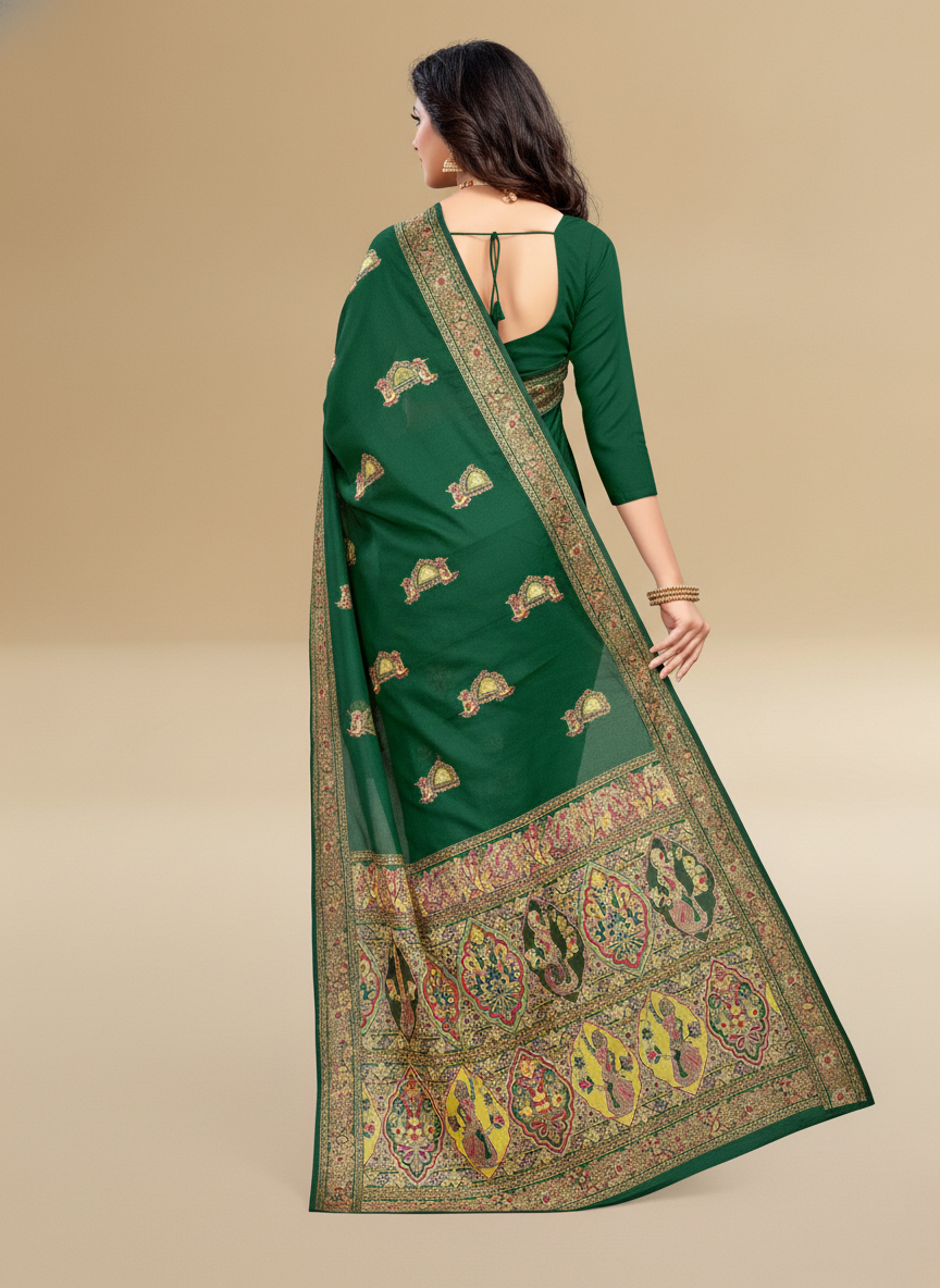 Viyona Green Silk Jacquard Fancy Saree-PL-133