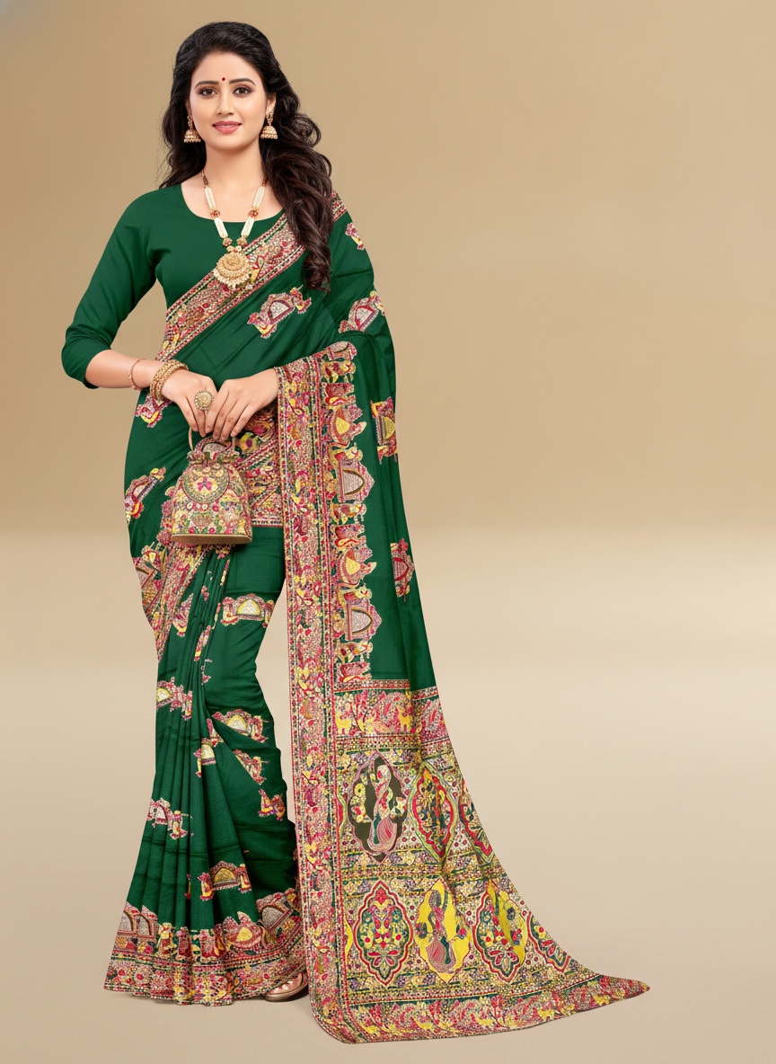 Viyona Green Silk Jacquard Fancy Saree-PL-133