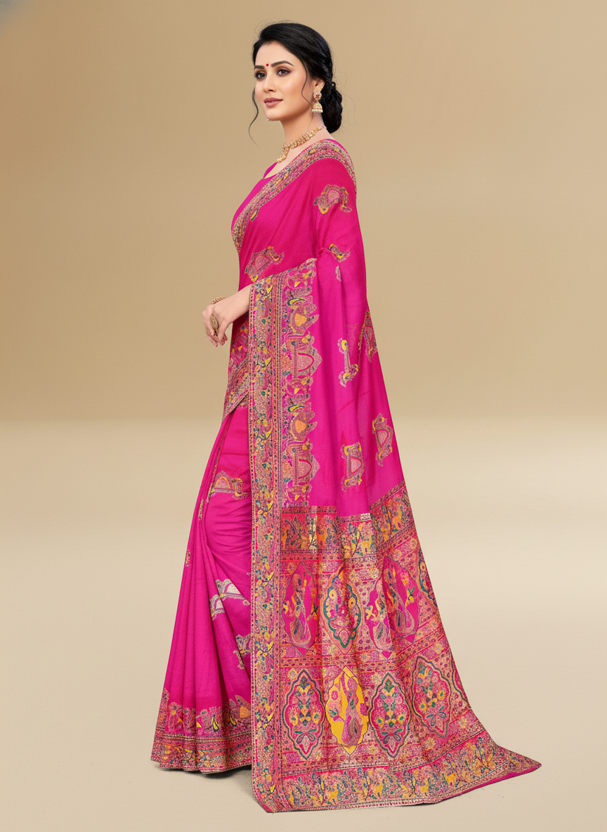 Viyona Pink Silk Jacquard Fancy Saree-PL-135