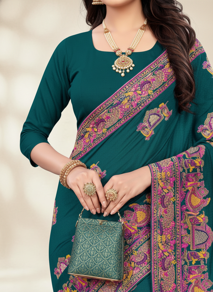 Viyona Sea Green Silk Jacquard Fancy Saree-PL-137