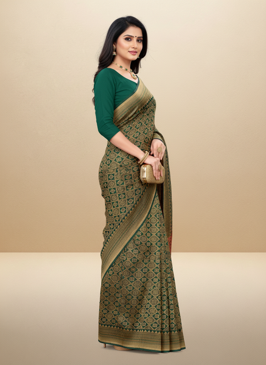 Viyona Green Silk Jacquard Fancy Saree-PL-140