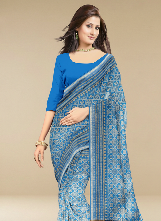 Viyona Sky Blue Silk Jacquard Fancy Saree-PL-142