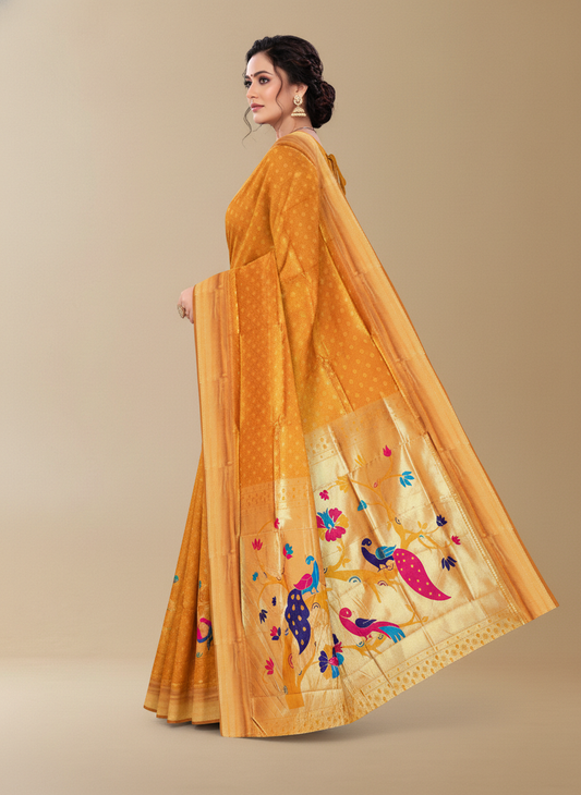 Viyona Mustard Silk Jacquard Fancy Saree-PL-150