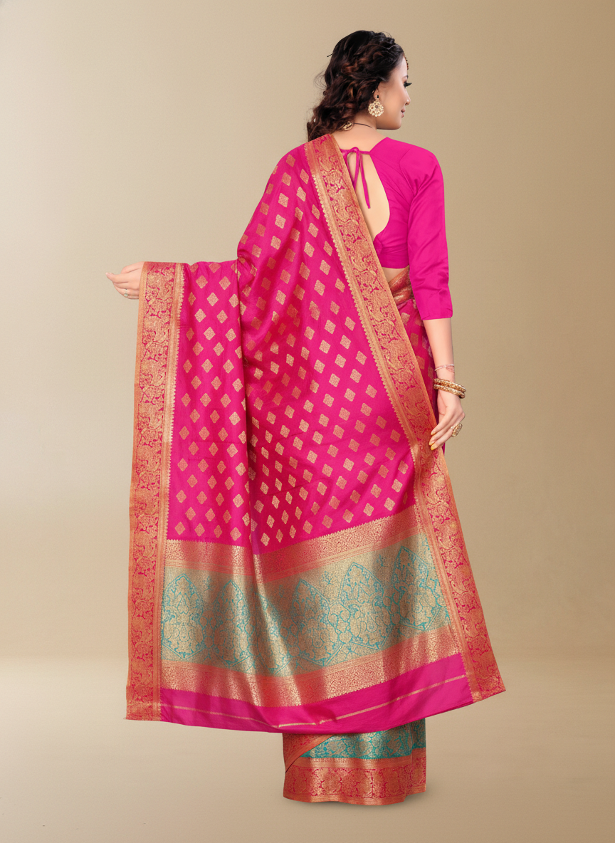 Viyona Pink Silk Jacquard Fancy Saree-PL-161