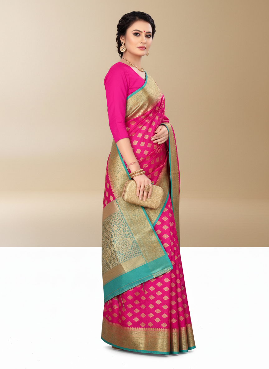 Viyona Pink Silk Jacquard Fancy Saree-PL-161