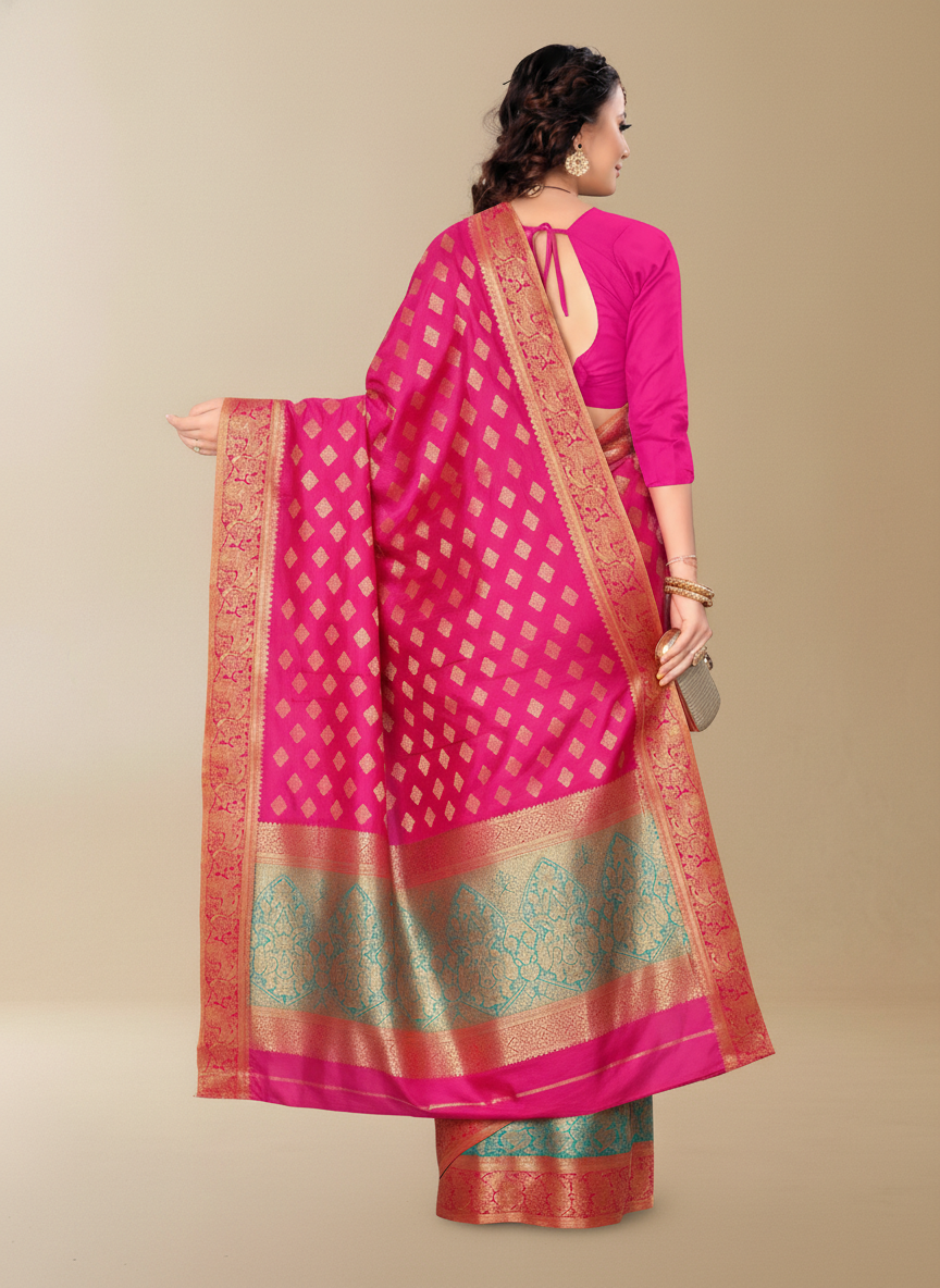 Viyona Pink Silk Jacquard Fancy Saree-PL-161