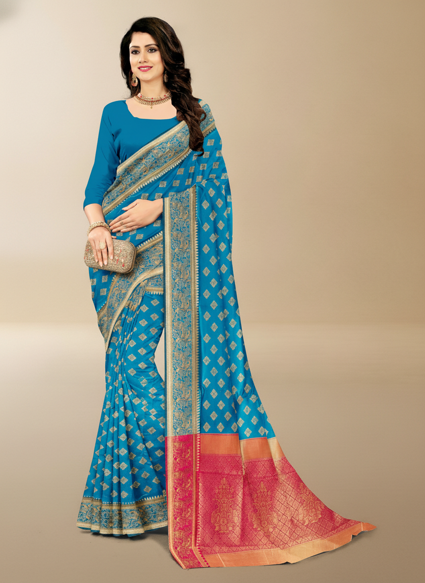 Viyona Sea Green Silk Jacquard Fancy Saree-PL-162