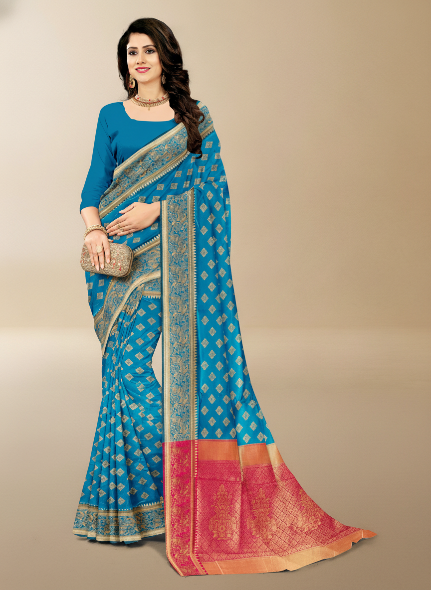 Viyona Sea Green Silk Jacquard Fancy Saree-PL-162