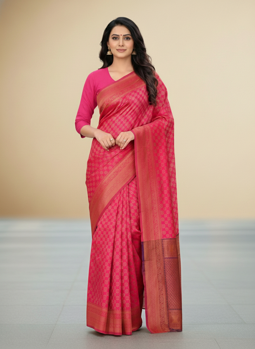 Viyona Pink Silk Jacquard Fancy Saree-PL-164
