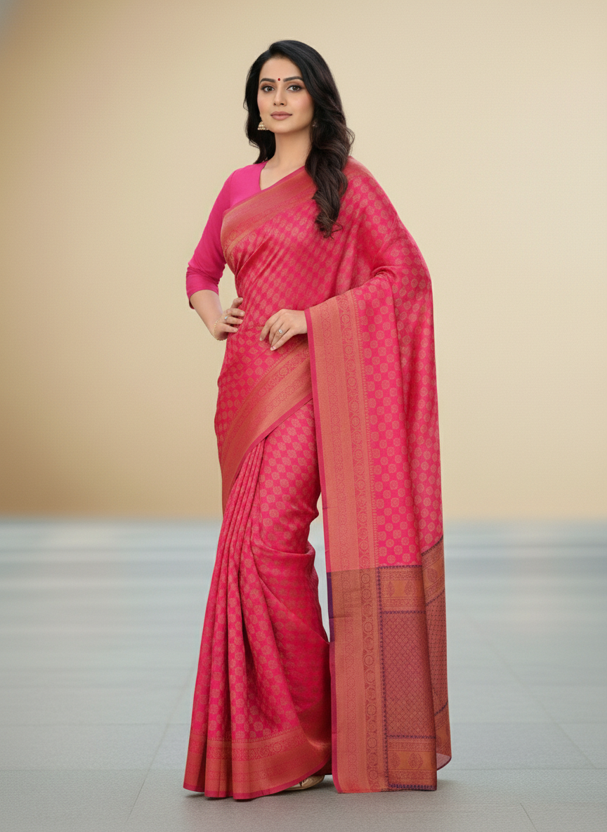 Viyona Pink Silk Jacquard Fancy Saree-PL-164