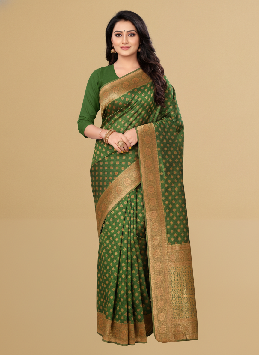 Viyona Green Silk Jacquard Fancy Saree-PL-168