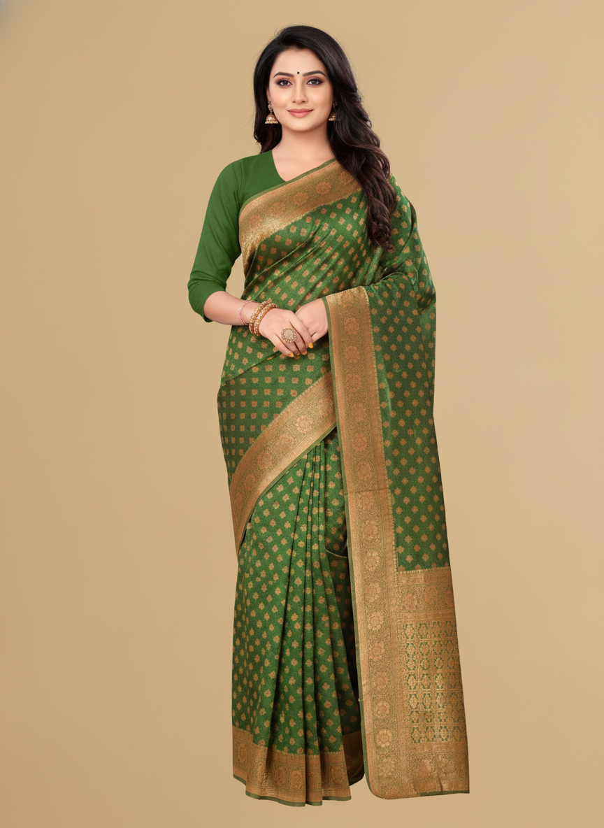 Viyona Green Silk Jacquard Fancy Saree-PL-168