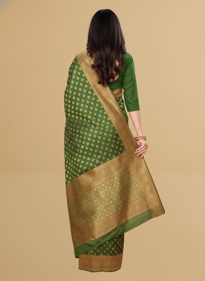 Viyona Green Silk Jacquard Fancy Saree-PL-168