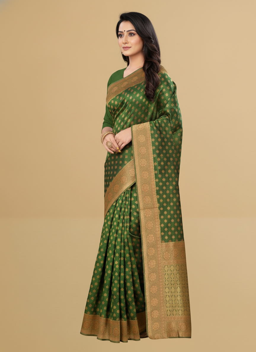 Viyona Green Silk Jacquard Fancy Saree-PL-168