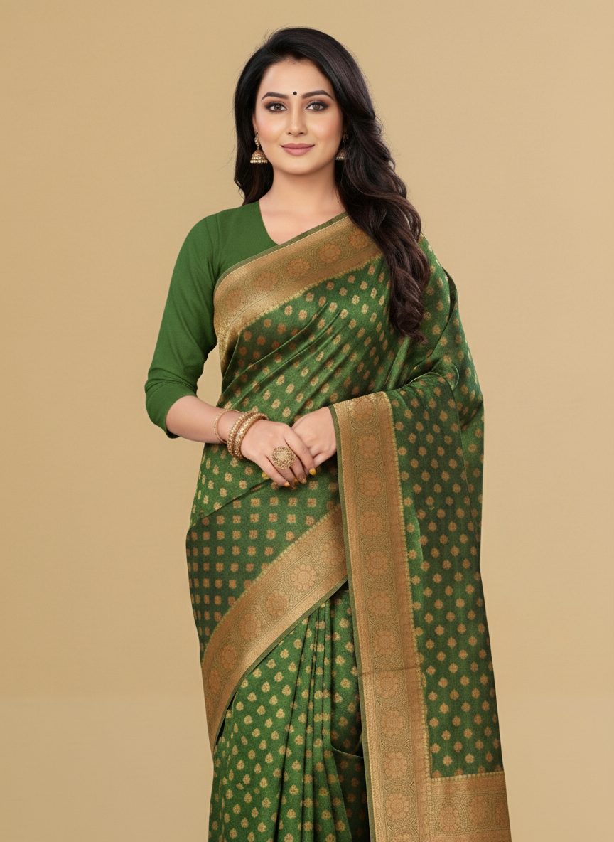 Viyona Green Silk Jacquard Fancy Saree-PL-168