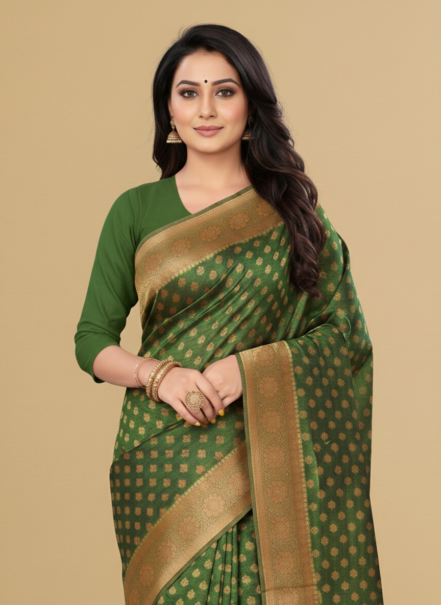 Viyona Green Silk Jacquard Fancy Saree-PL-168