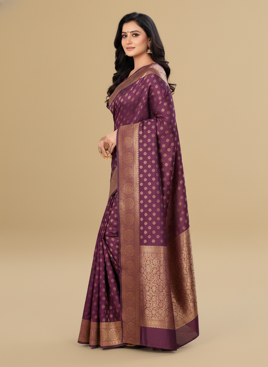Viyona Wine Silk Jacquard Fancy Saree-PL-169