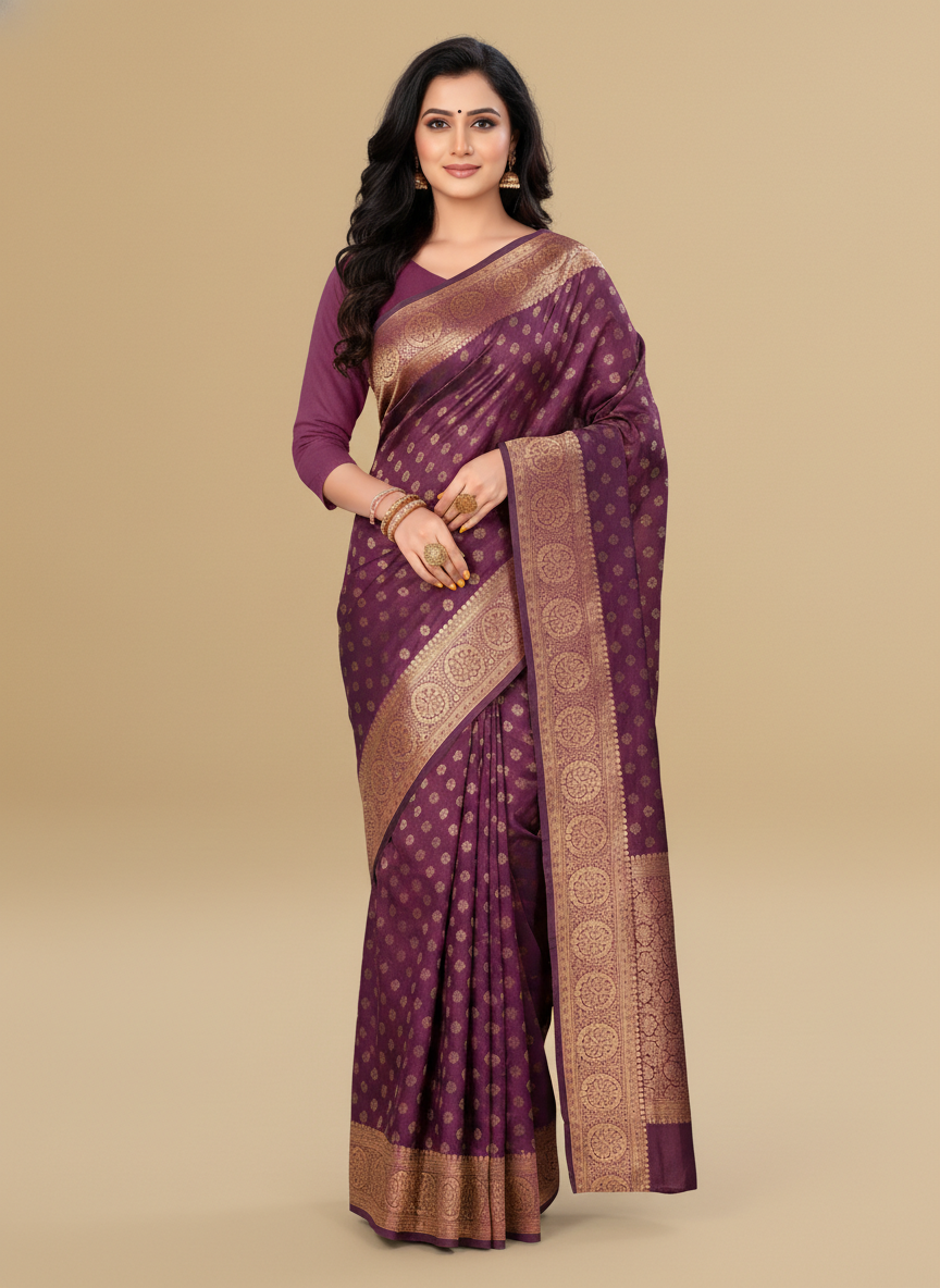 Viyona Wine Silk Jacquard Fancy Saree-PL-169