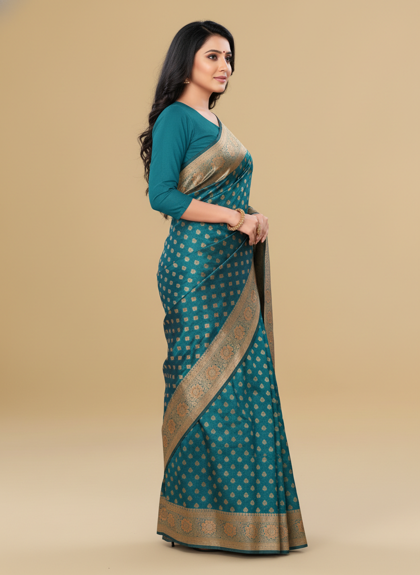 Viyona Sea Green Silk Jacquard Fancy Saree-PL-170