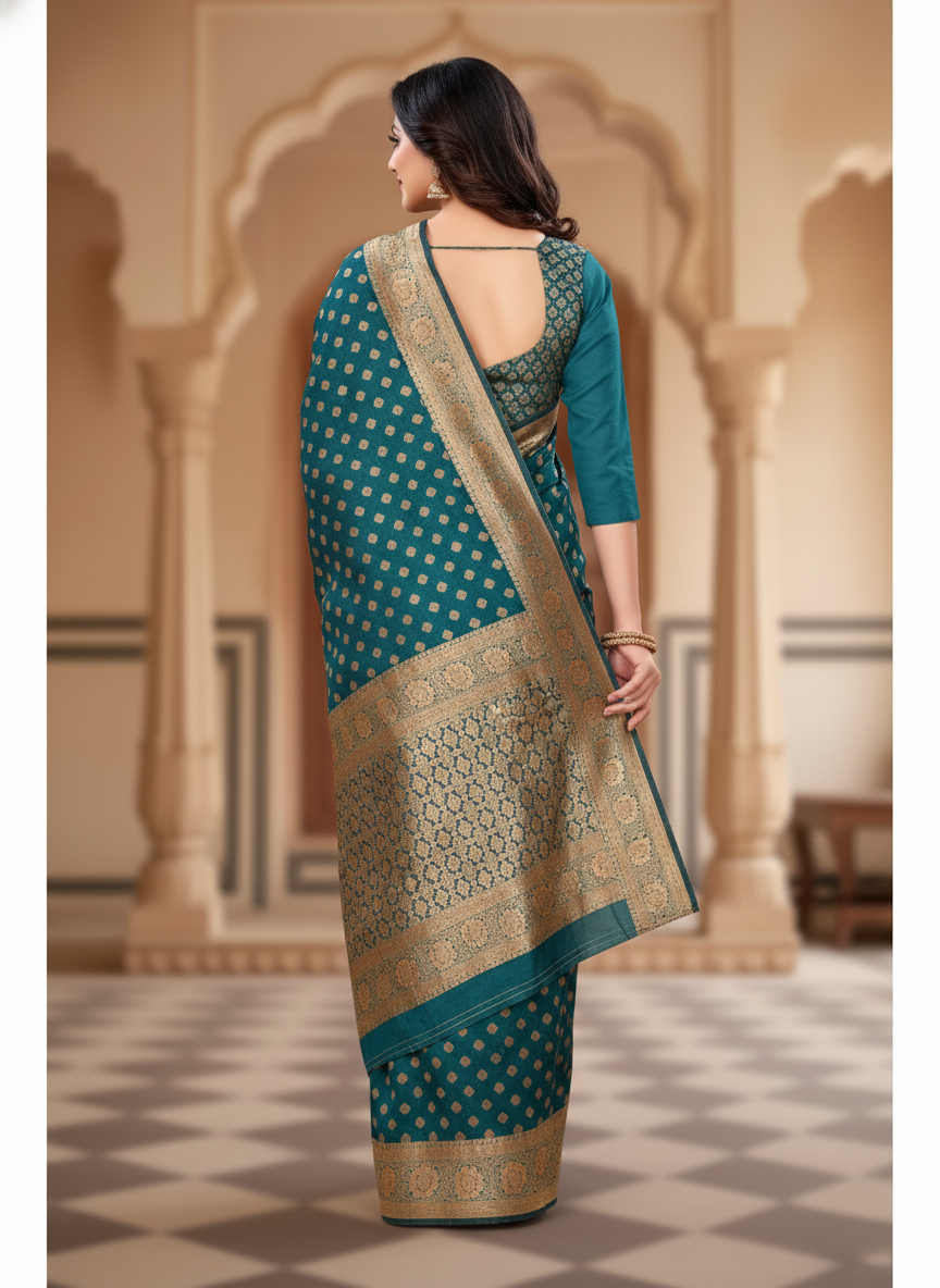 Viyona Sea Green Silk Jacquard Fancy Saree-PL-170