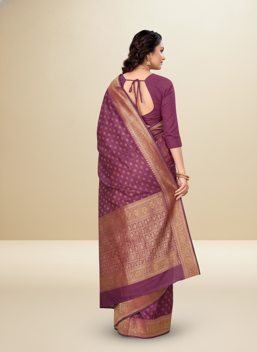 Viyona Purple Silk Jacquard Fancy Saree-PL-171