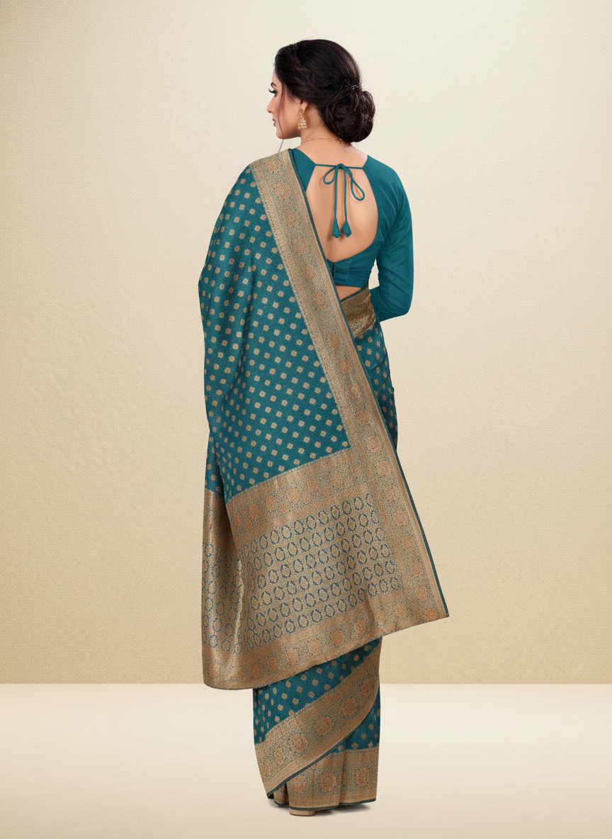 Viyona Sea Green Silk Jacquard Fancy Saree-PL-172