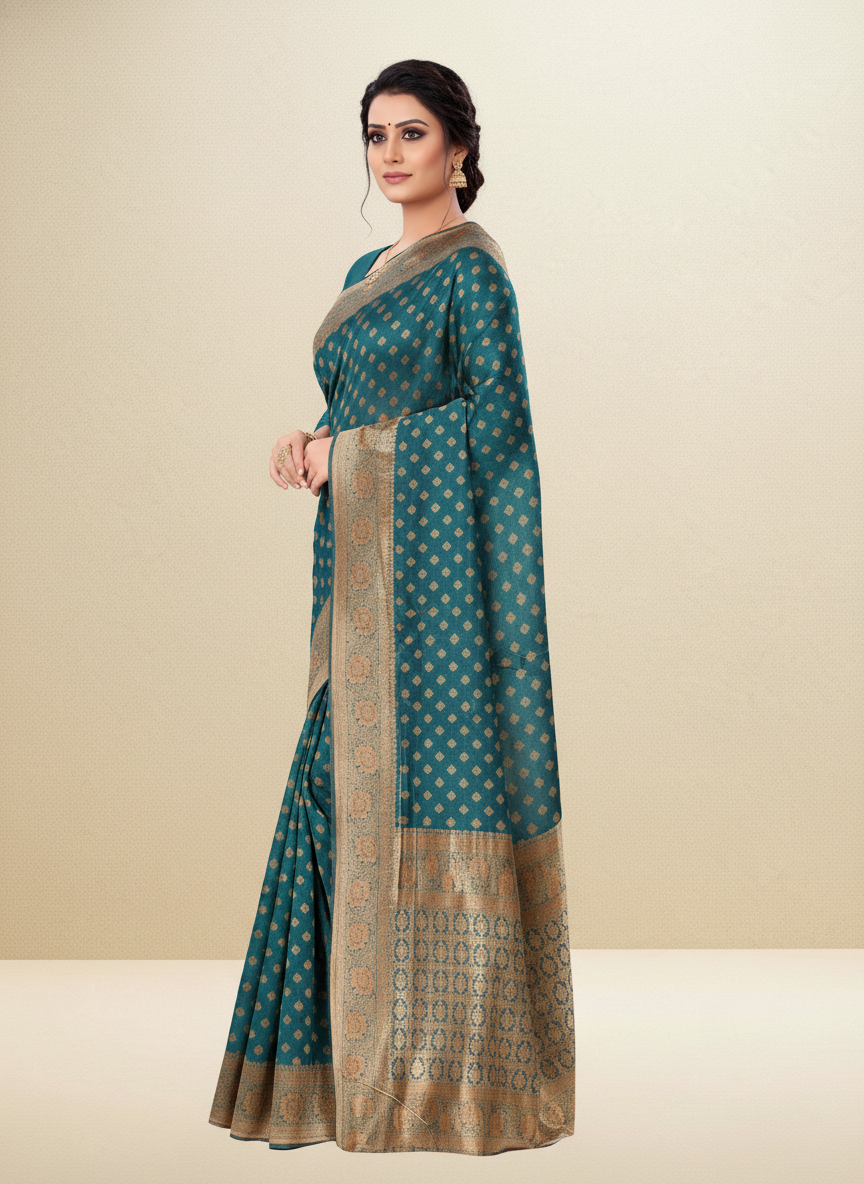 Viyona Sea Green Silk Jacquard Fancy Saree-PL-172