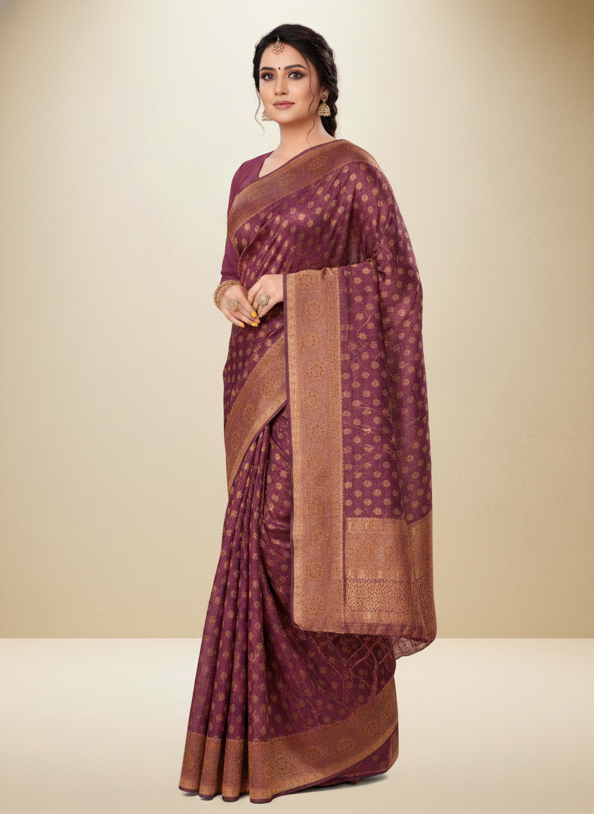 Viyona Wine Silk Jacquard Fancy Saree-PL-173