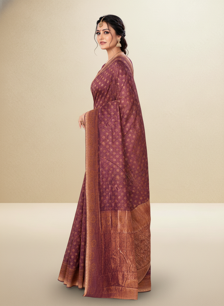 Viyona Wine Silk Jacquard Fancy Saree-PL-173