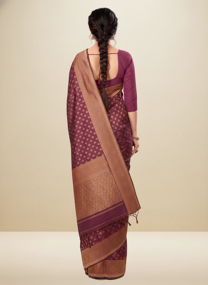 Viyona Wine Silk Jacquard Fancy Saree-PL-173