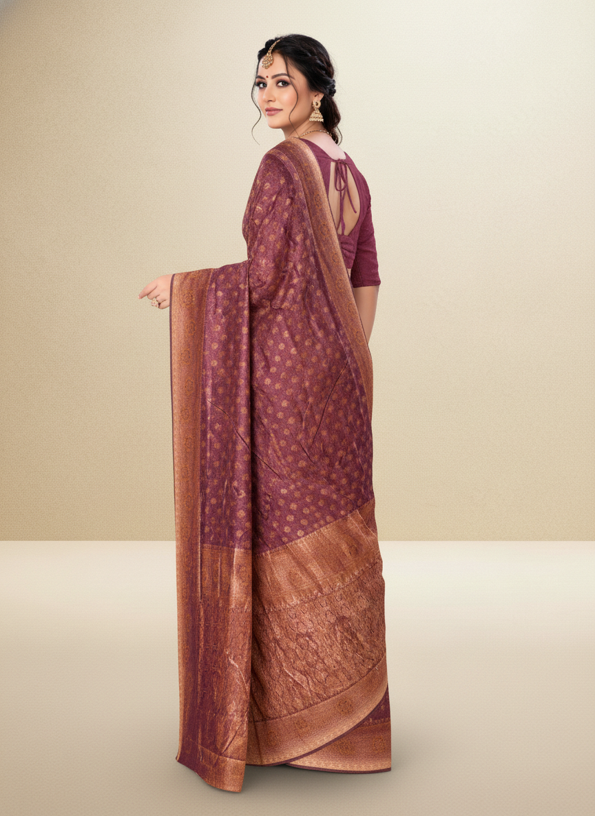 Viyona Wine Silk Jacquard Fancy Saree-PL-173