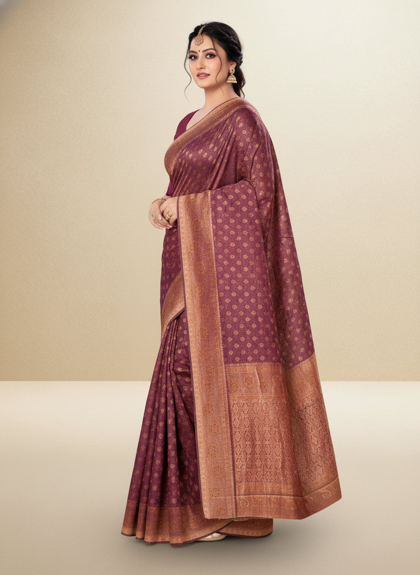 Viyona Wine Silk Jacquard Fancy Saree-PL-173