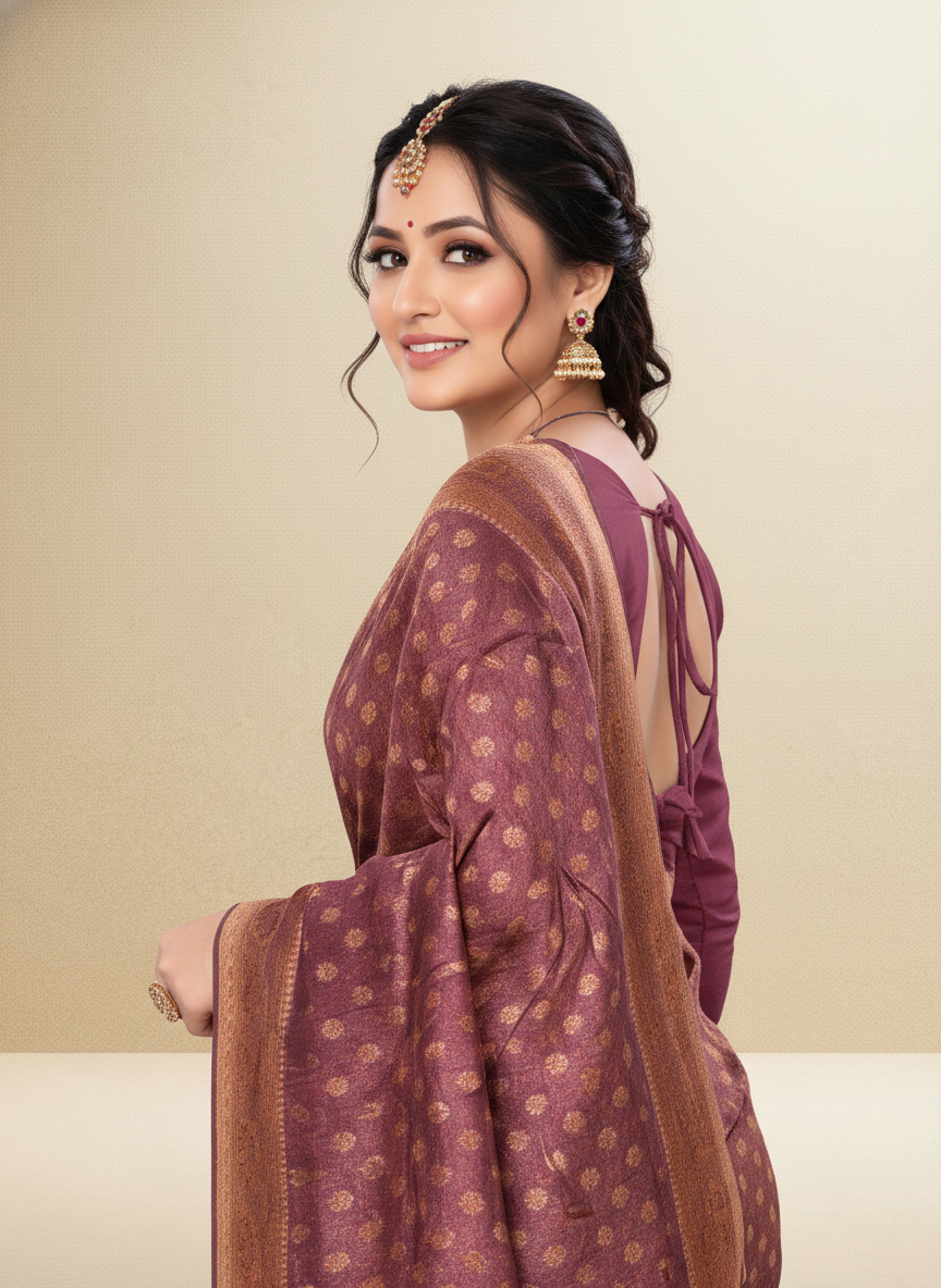 Viyona Wine Silk Jacquard Fancy Saree-PL-173