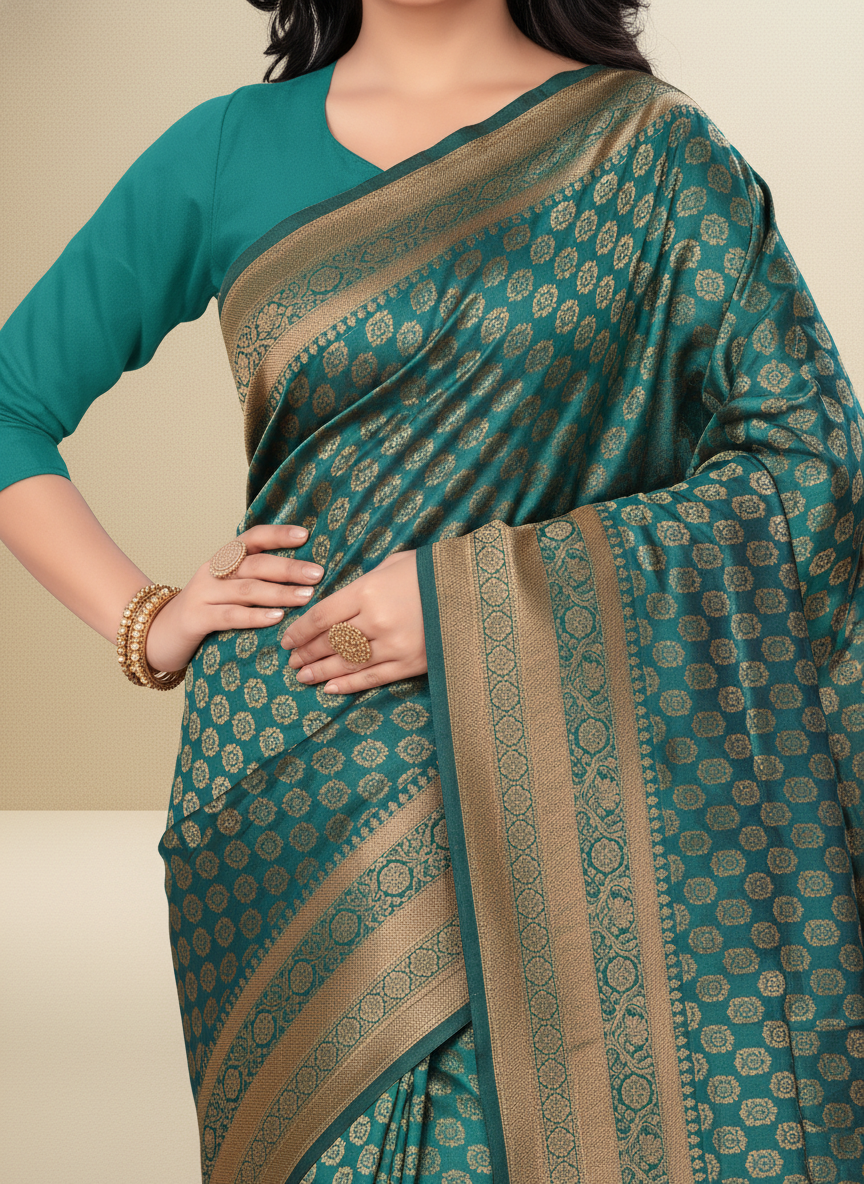 Viyona Green Silk Jacquard Fancy Saree-PL-175