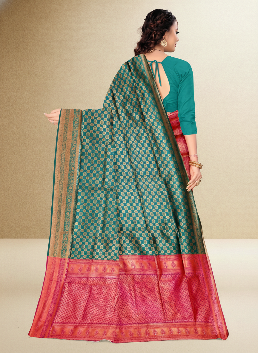 Viyona Green Silk Jacquard Fancy Saree-PL-175