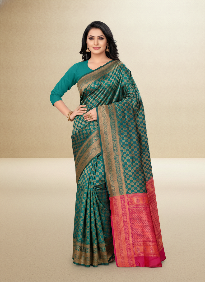 Viyona Green Silk Jacquard Fancy Saree-PL-175