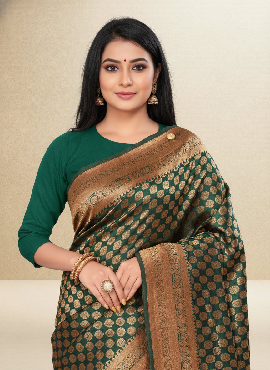 Viyona Green Silk Jacquard Fancy Saree-PL-176