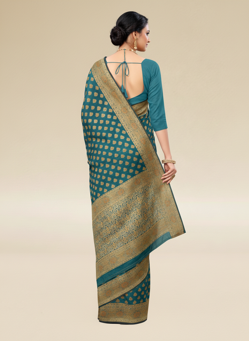 Viyona Blue Silk,Jacquard saree - PL-178