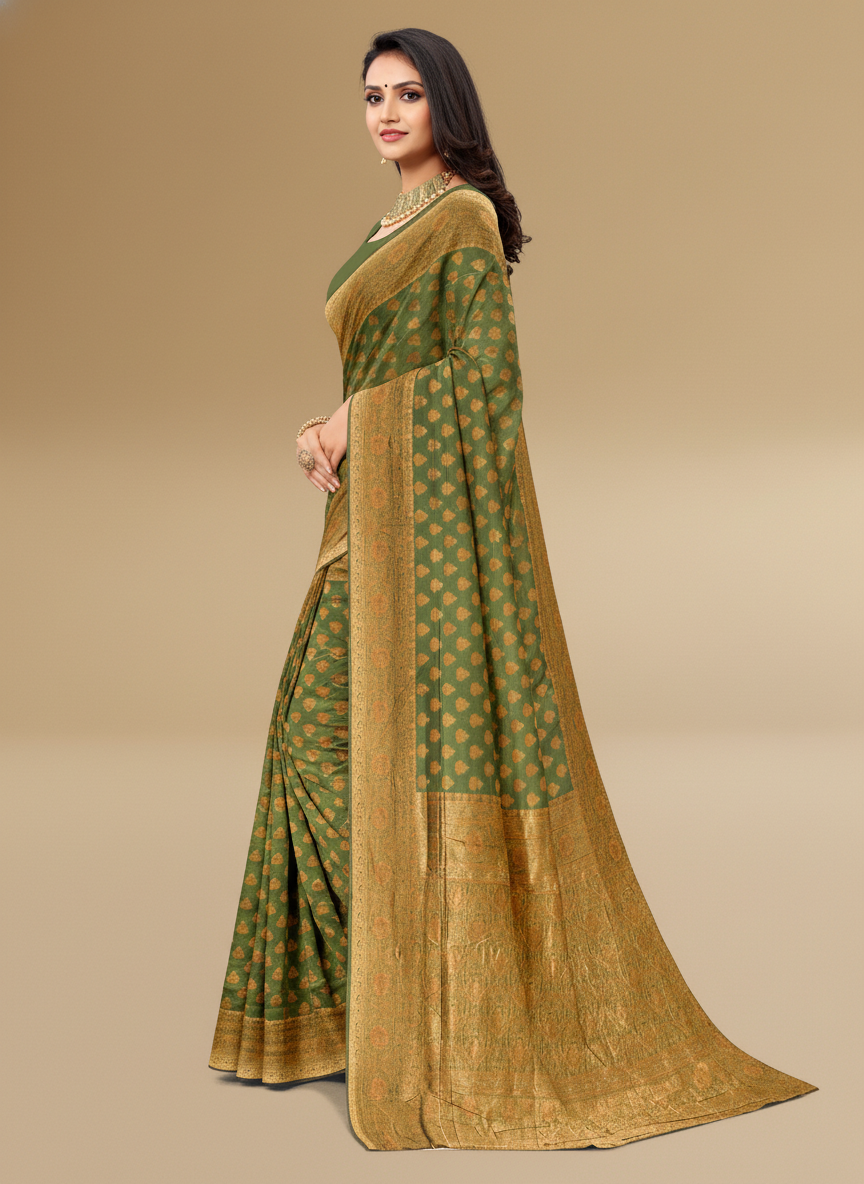 Viyona Green Silk,Jacquard saree - PL-179