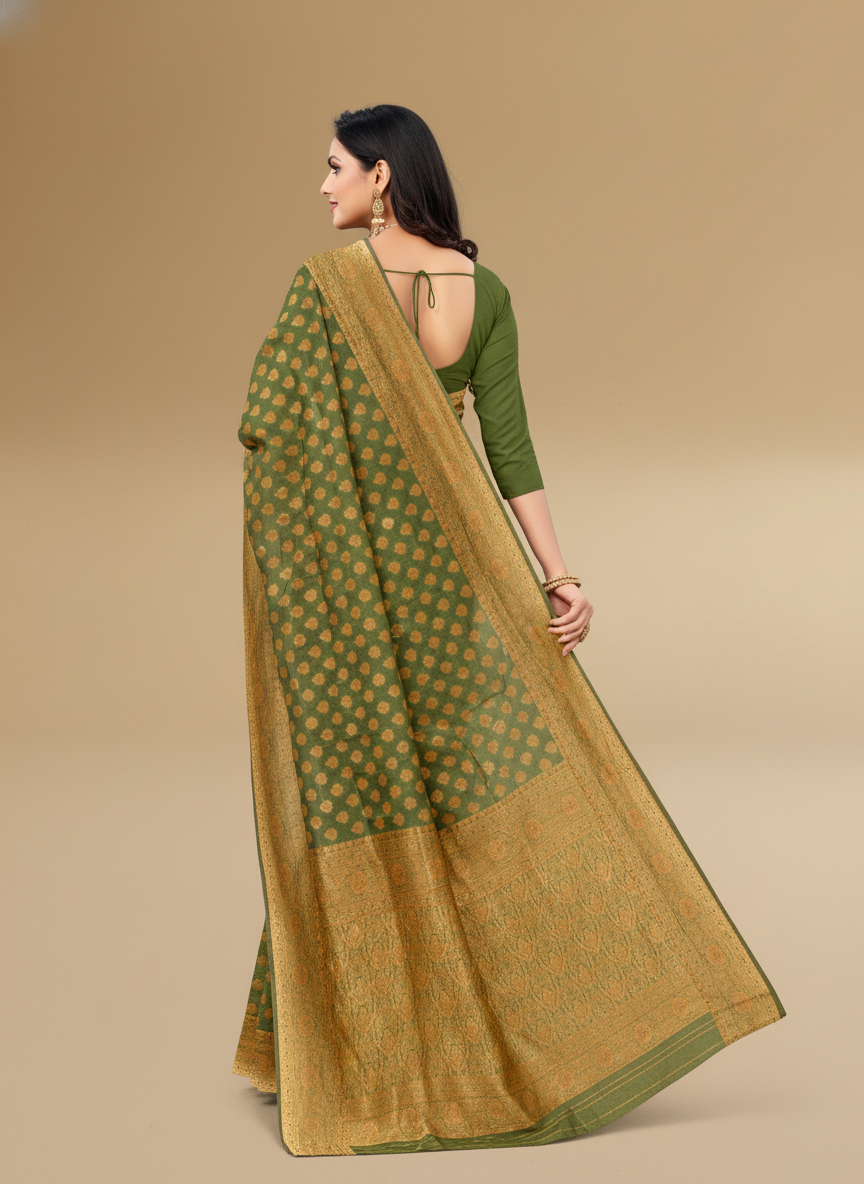 Viyona Green Silk,Jacquard saree - PL-179
