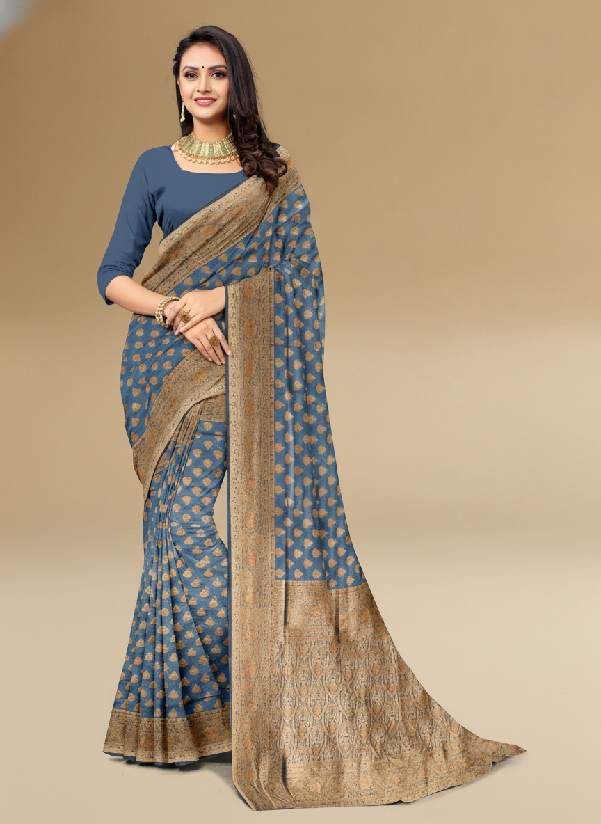 Viyona Blue Silk,Jacquard saree - PL-180